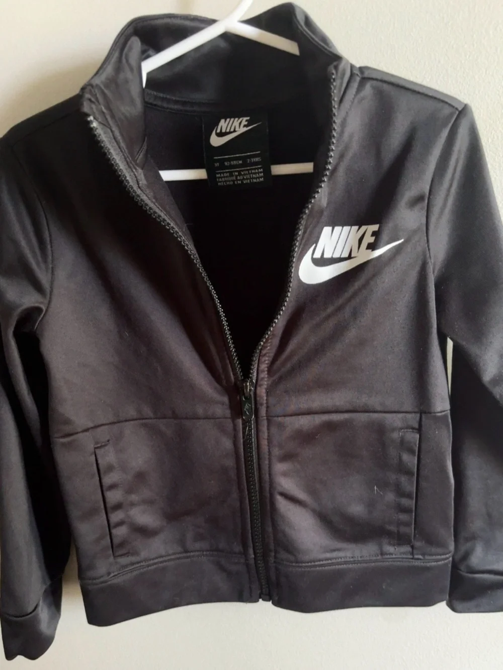 Nike Toddler Full Zip Track Jacket Black White Logo Size 3T